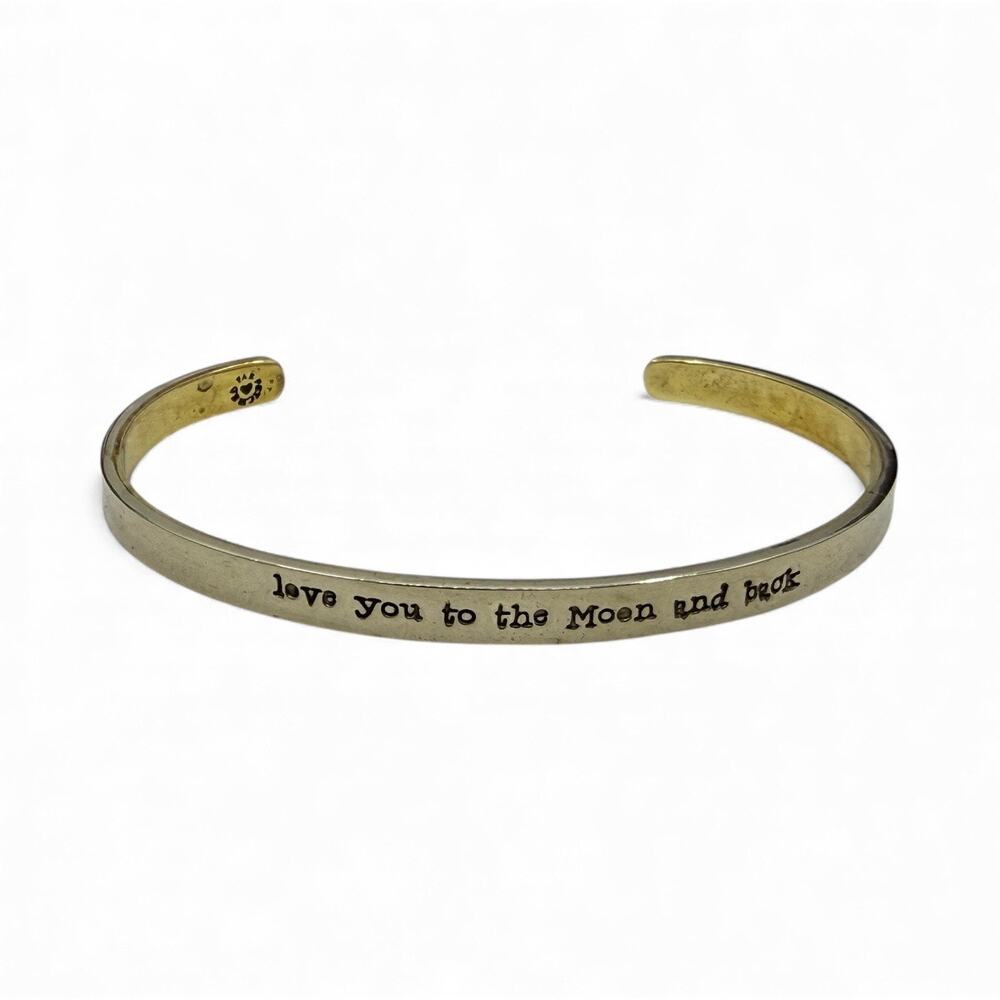 Far Fetched Love You to the Moon and Back Cuff Bracelet Mixed Metals Stamped